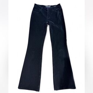 Vintage Guess Black Velvet Pinstripe lowrise flare Stretch Jeans